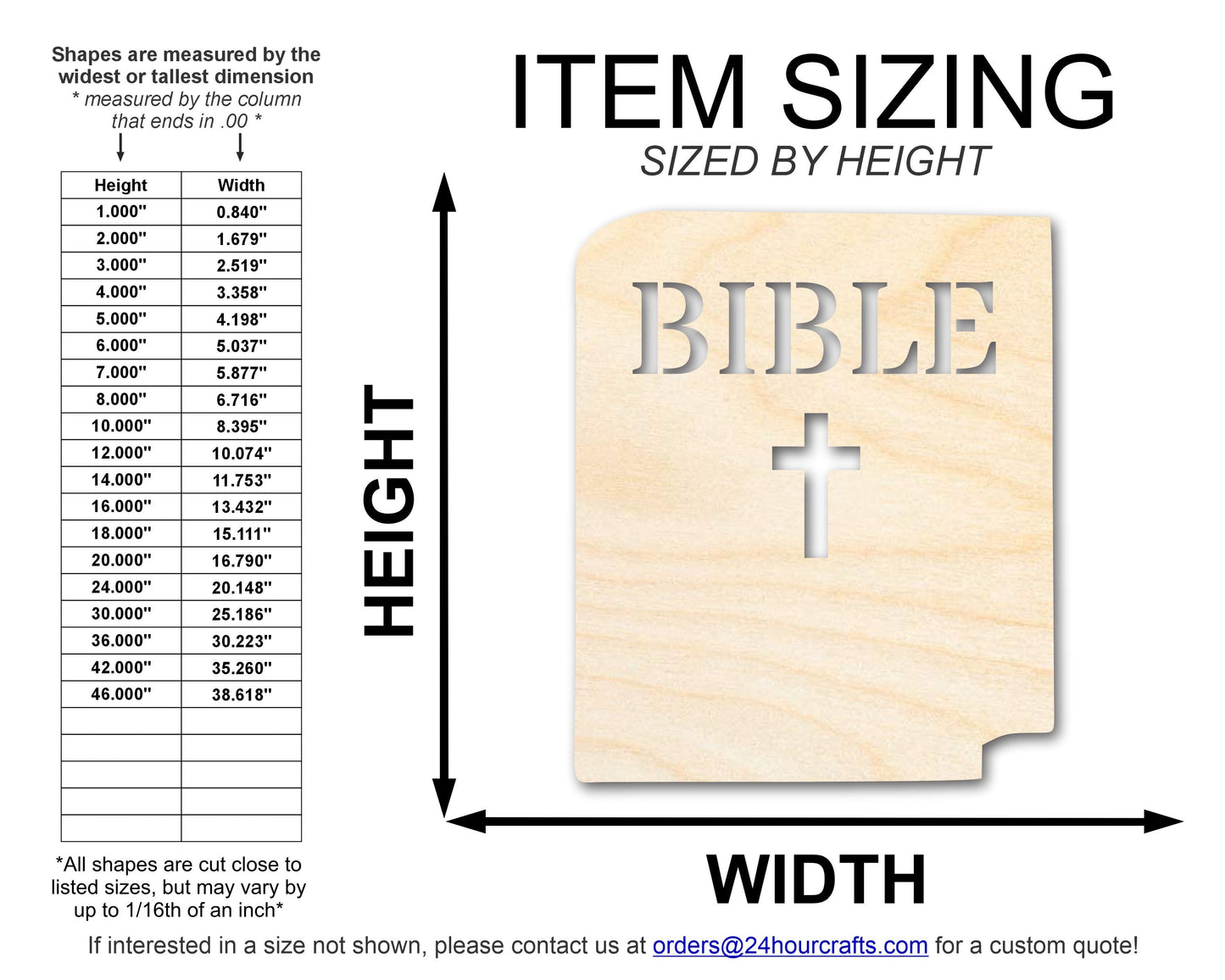 Unfinished Wood Bible Shape | DIY Craft Cutout | up to 46" DIY