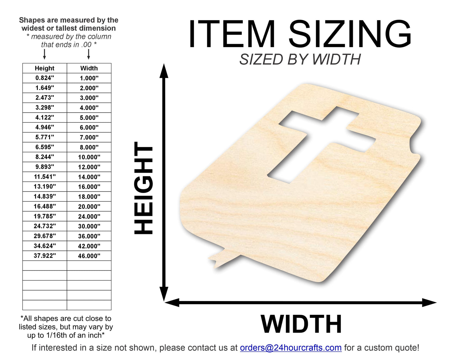 Unfinished Wood Bible Shape | DIY Craft Cutout | up to 46" DIY