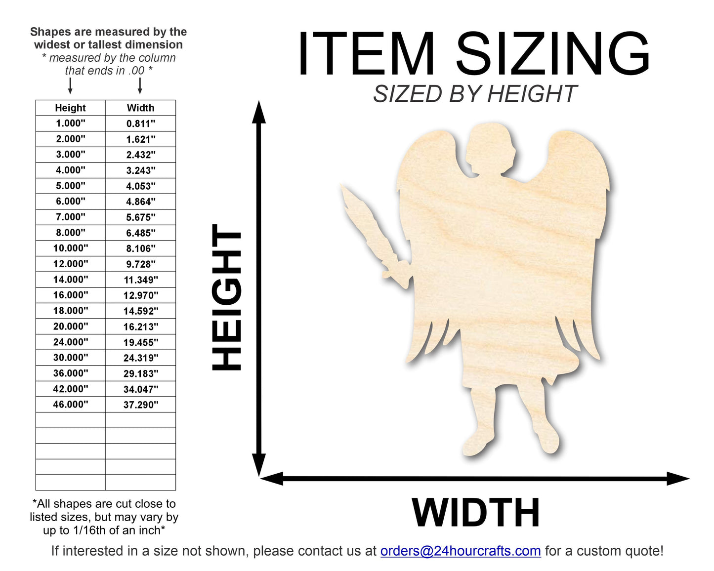 Unfinished Wood Saint Michael Shape | DIY Craft Cutout | up to 46" DIY