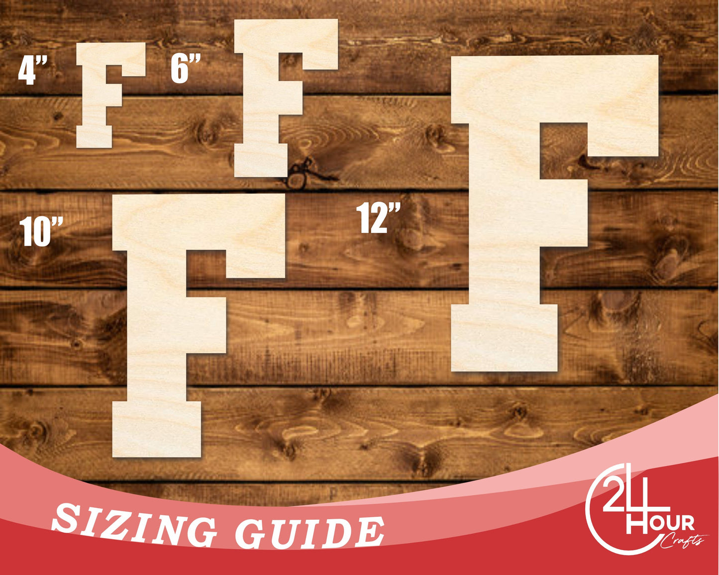 Unfinished Wood Varsity Team Font - F Shape | DIY Craft Cutout | up to 46" DIY