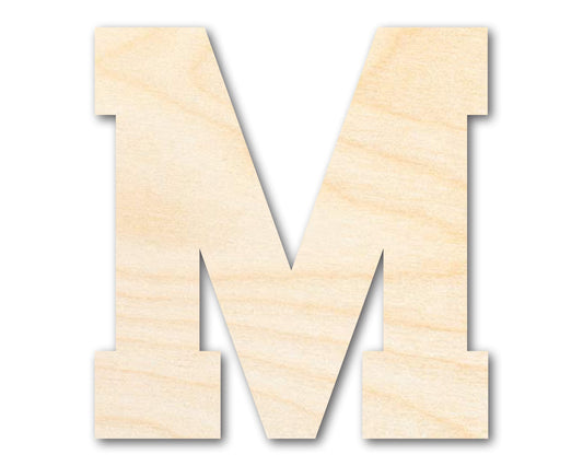 Unfinished Wood Varsity Team Font - M Shape | DIY Craft Cutout | up to 46" DIY