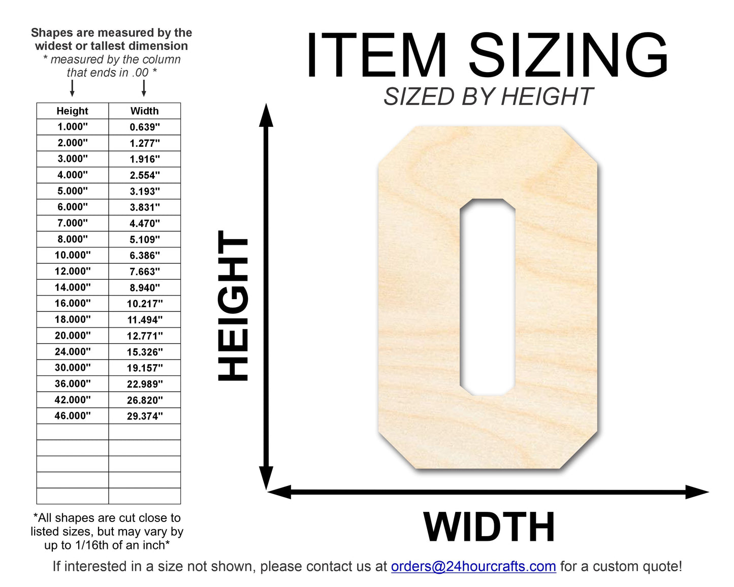 Unfinished Wood Varsity Team Font - O Shape | DIY Craft Cutout | up to 46" DIY