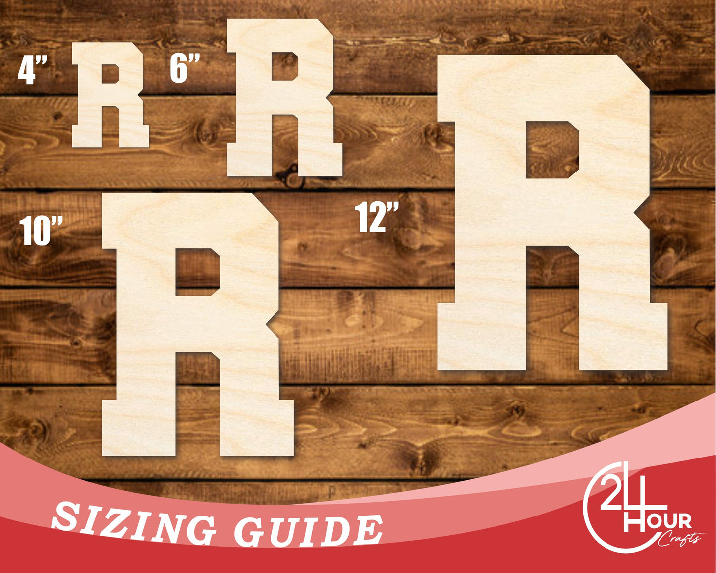 Unfinished Wood Varsity Team Font - R Shape | DIY Craft Cutout | up to 46" DIY