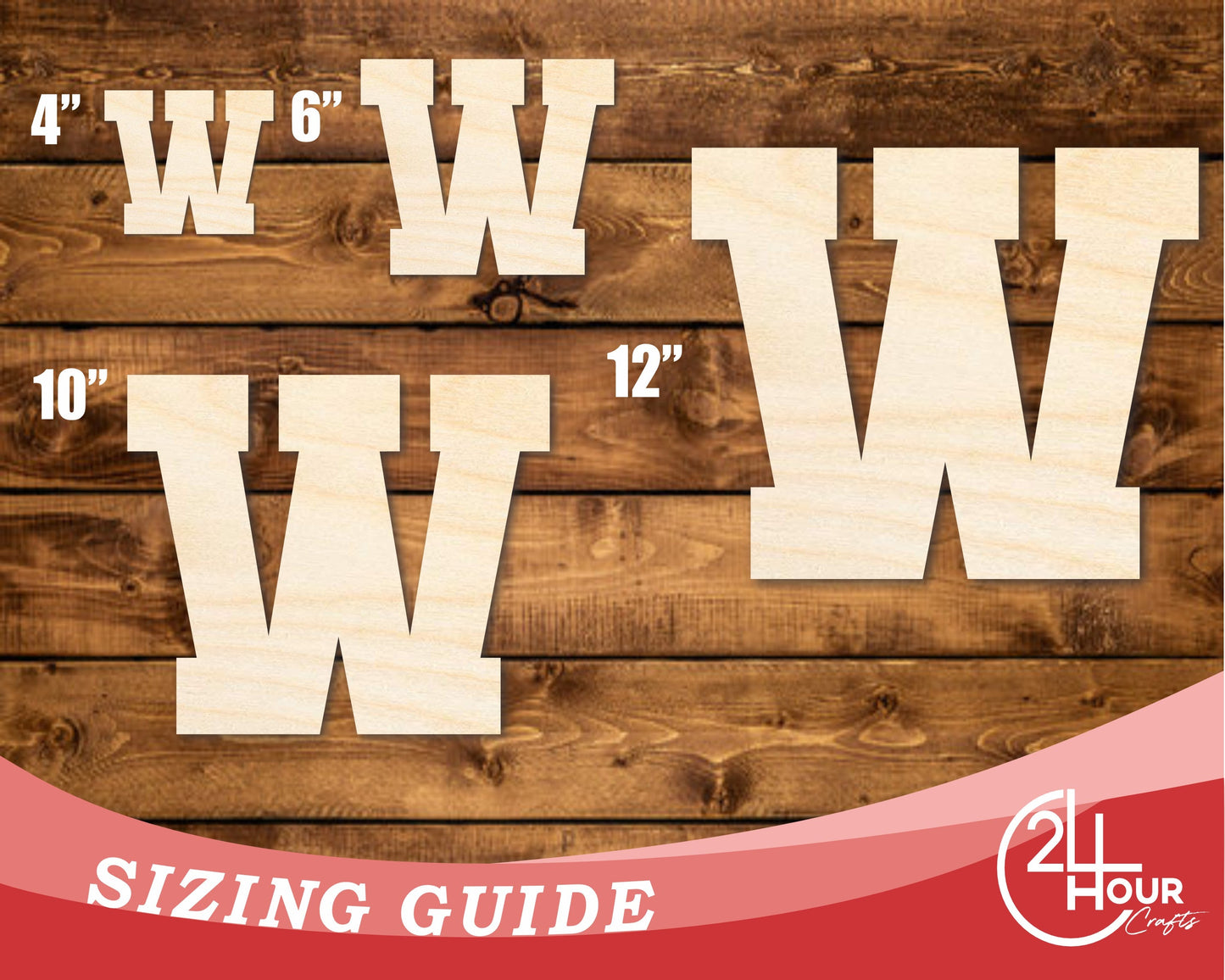 Unfinished Wood Varsity Team Font - W Shape | DIY Craft Cutout | up to 46" DIY