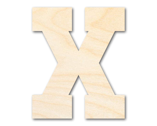 Unfinished Wood Varsity Team Font - X Shape | DIY Craft Cutout | up to 46" DIY