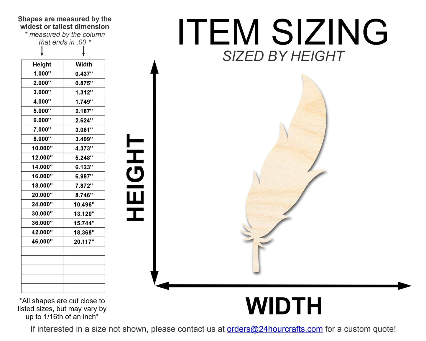 Unfinished Wood Feather Shape | DIY Craft Cutout | up to 46" DIY