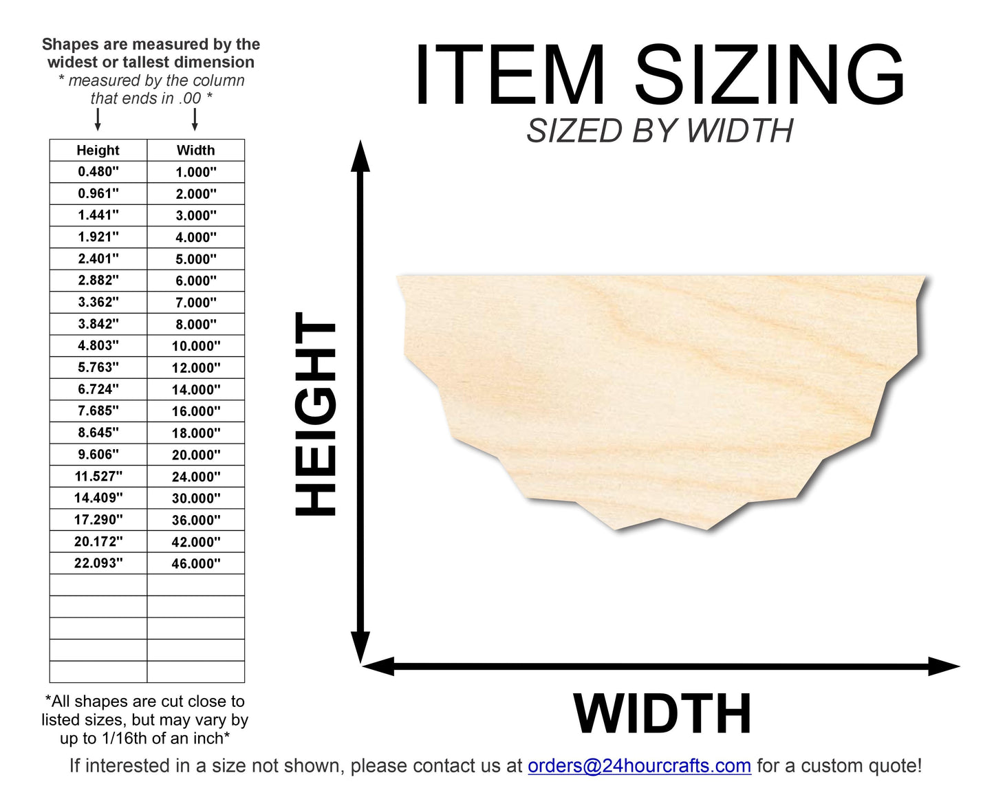 Unfinished Wood Half Banner Shape | DIY Craft Cutout | up to 46" DIY