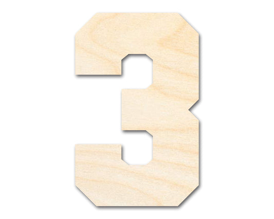 Unfinished Wood Varisty Number Three Shape | DIY Craft Cutout | up to 46" DIY