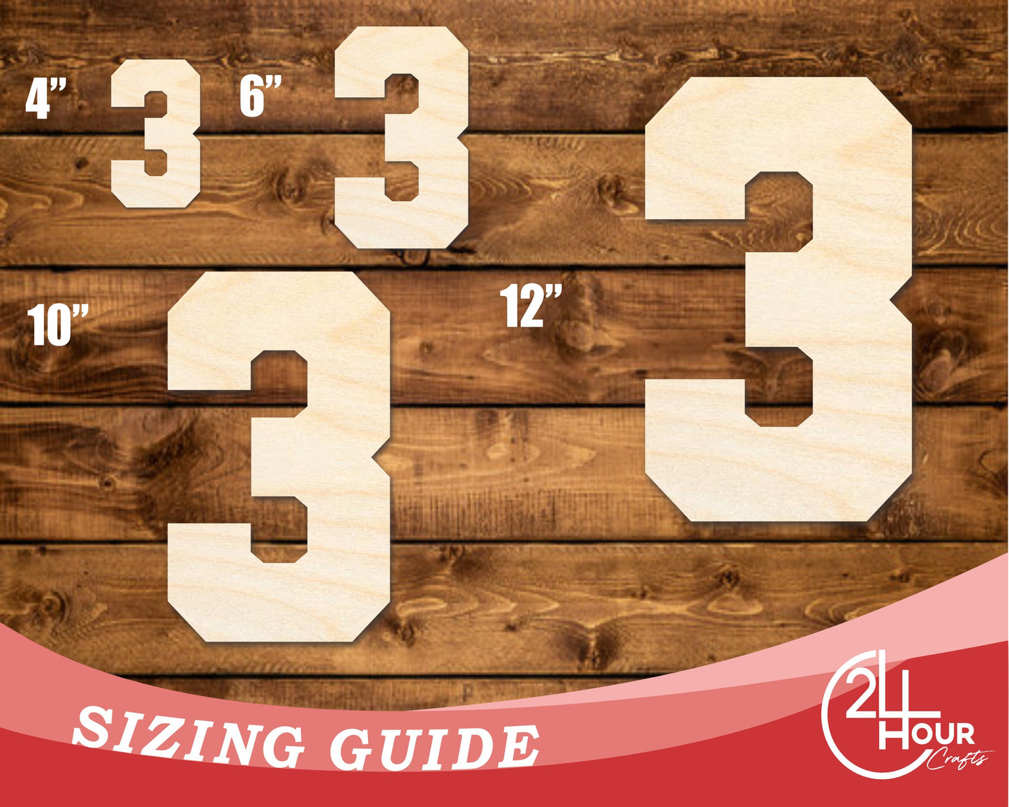 Unfinished Wood Varisty Number Three Shape | DIY Craft Cutout | up to 46" DIY