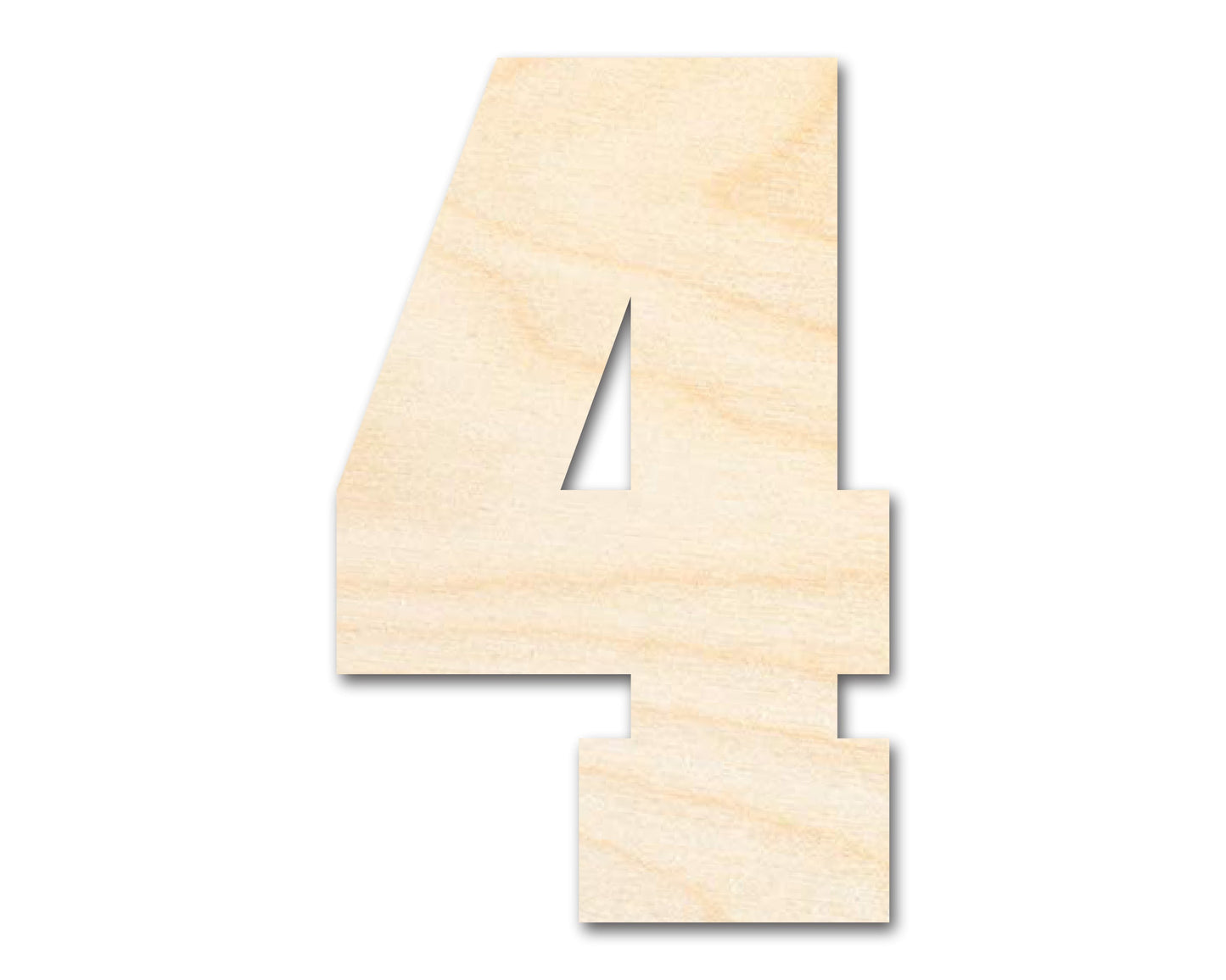 Unfinished Wood Varisty Number Four Shape | DIY Craft Cutout | up to 46" DIY