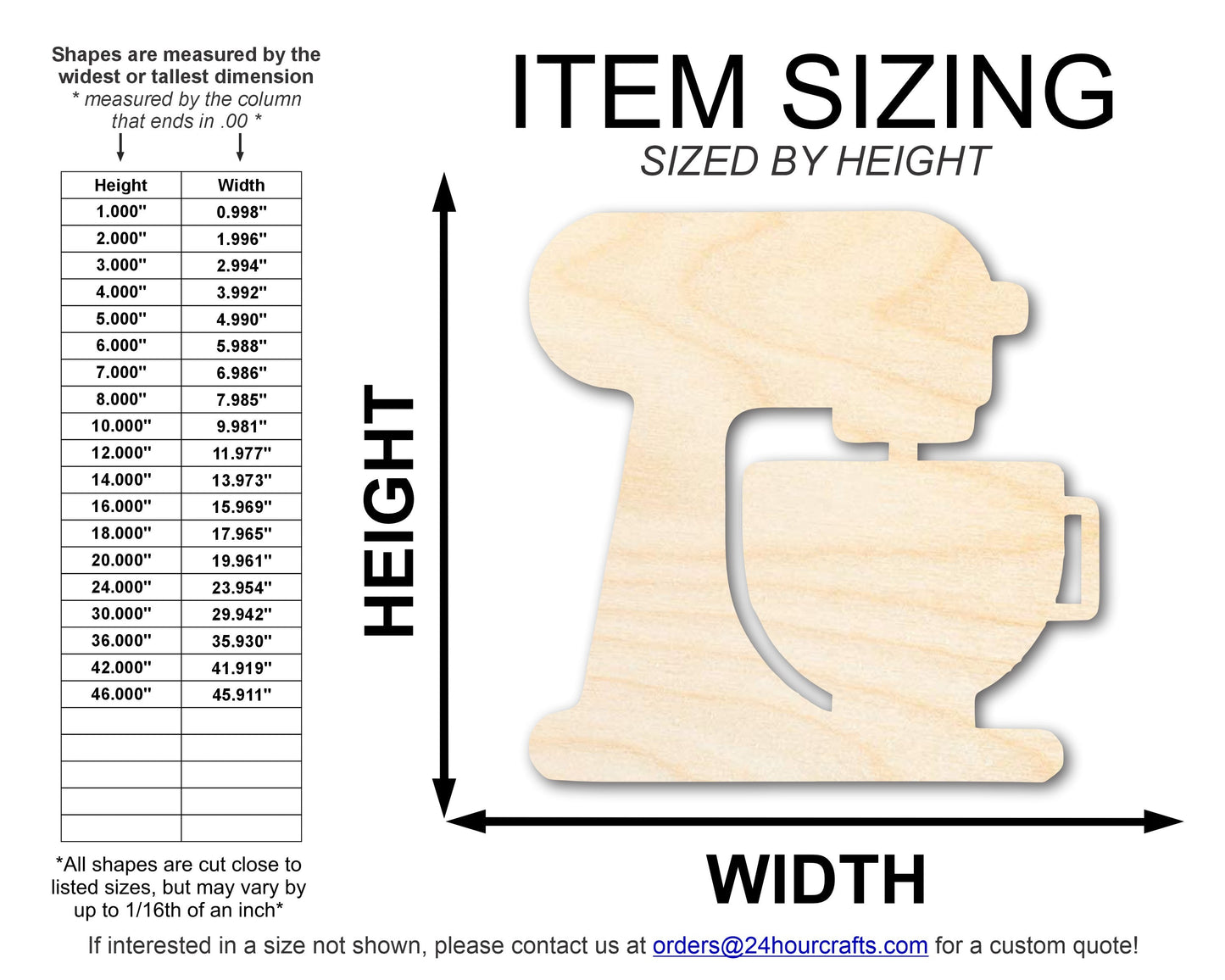 Unfinished Wood Mixer with Bowl Shape | DIY Craft Cutout | up to 46" DIY