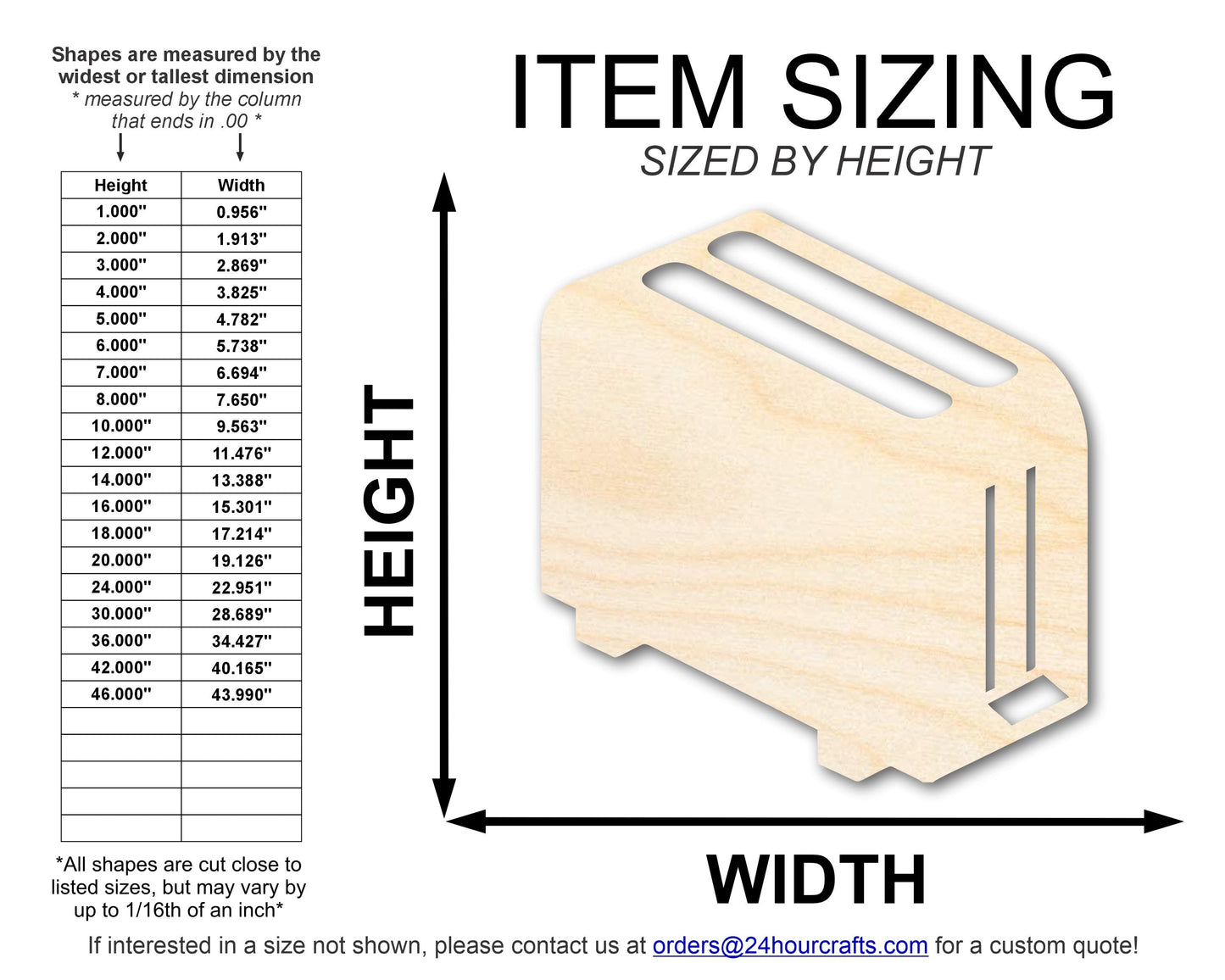 Unfinished Wood Toaster Shape | DIY Craft Cutout | up to 46" DIY