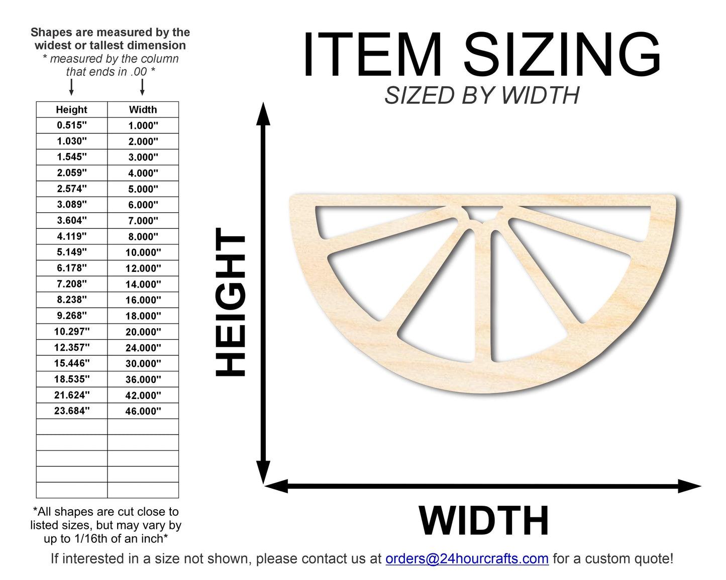 Unfinished Wood Orange Slice Shape | DIY Craft Cutout | up to 46" DIY