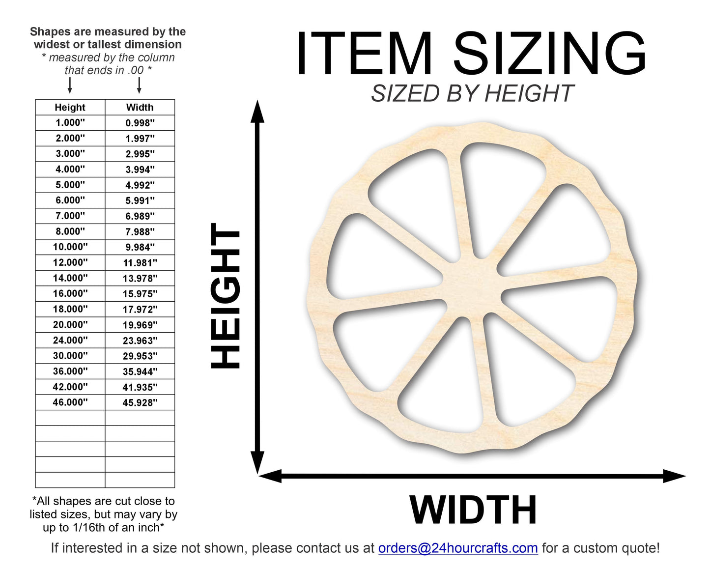 Unfinished Wood Fruit Slice Shape | DIY Craft Cutout | up to 46" DIY