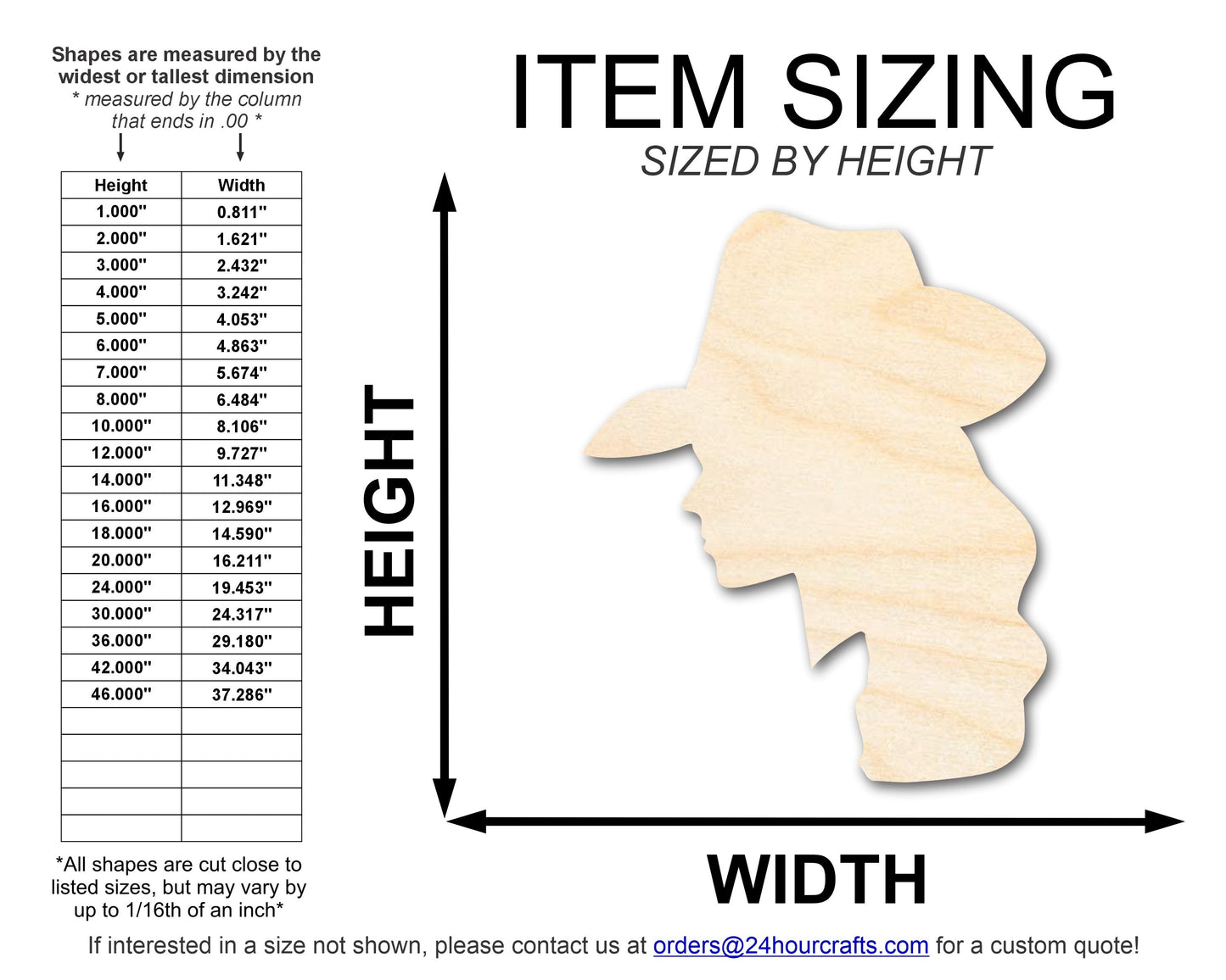 Unfinished Wood Cowgirl Silhouette Shape | DIY Craft Cutout | up to 46" DIY