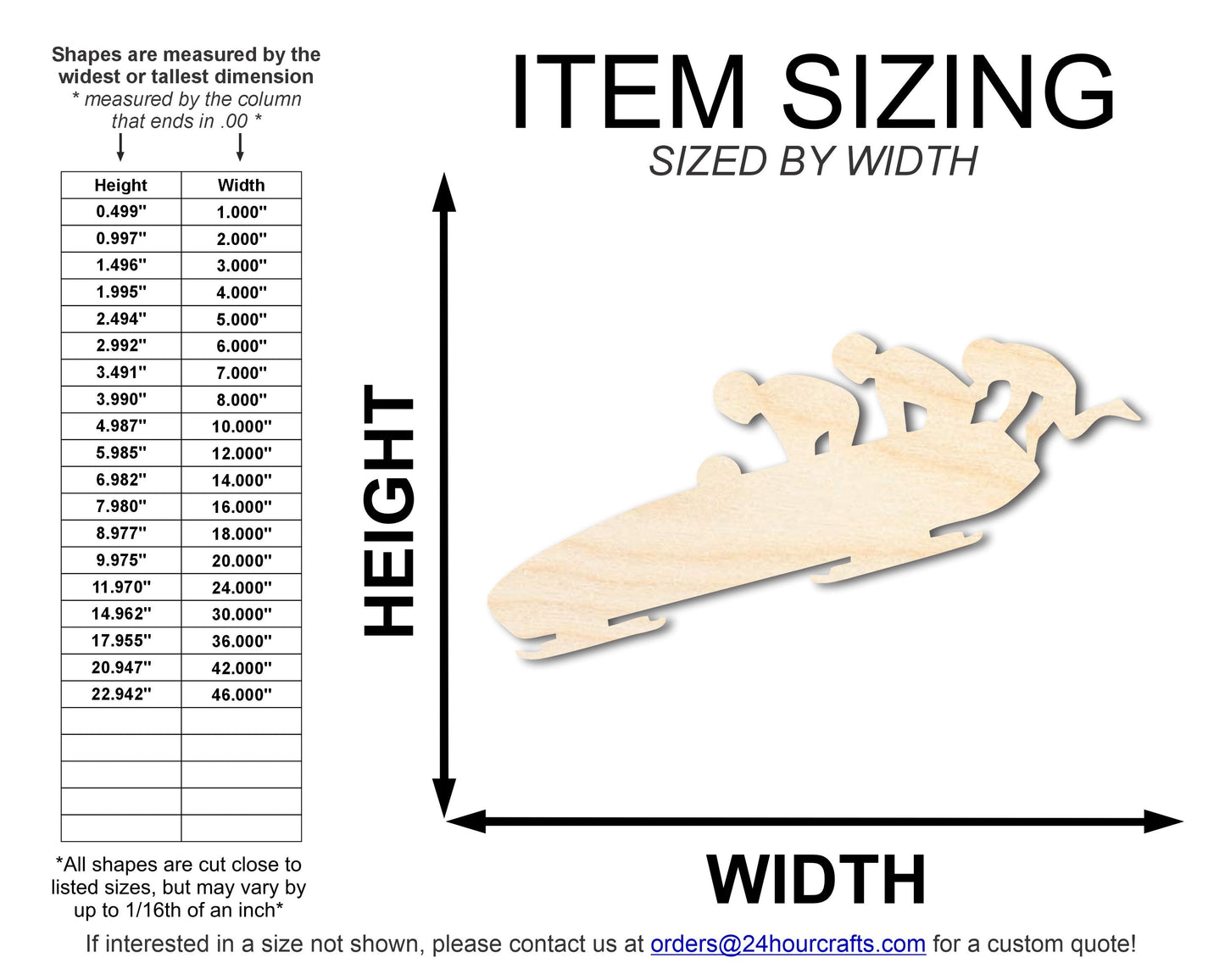 Unfinished Wood Bobsled Team Shape | DIY Craft Cutout | up to 46" DIY