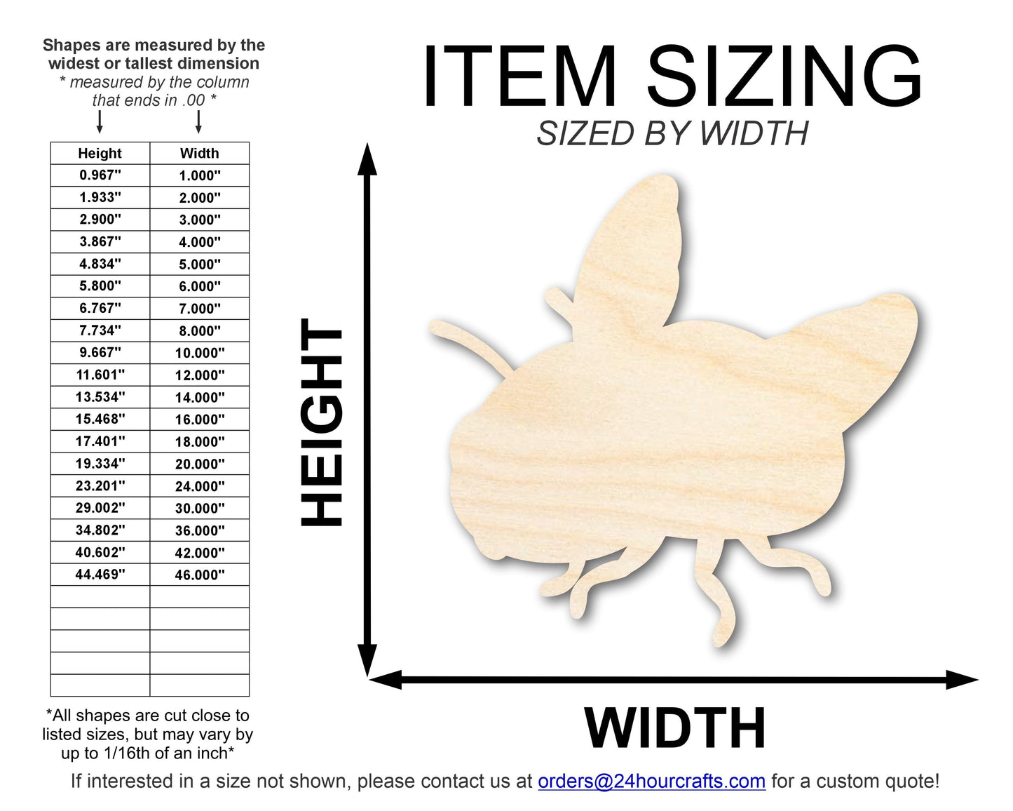 Unfinished Wood Fly Shape | DIY Craft Cutout | up to 46" DIY