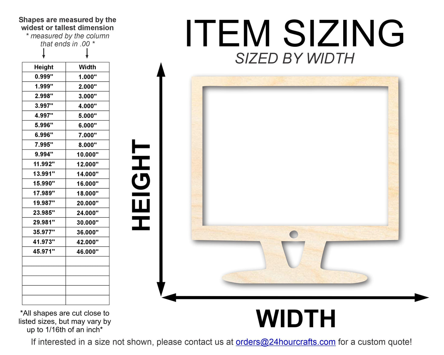 Unfinished Wood Computer Shape | DIY Craft Cutout | up to 46" DIY