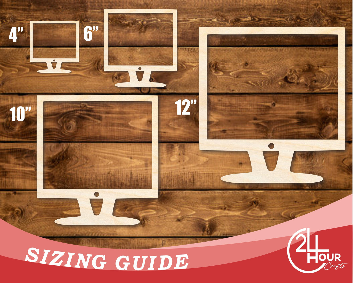 Unfinished Wood Computer Shape | DIY Craft Cutout | up to 46" DIY