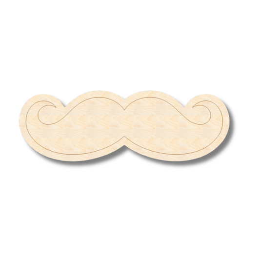 Unfinished Wood Etched Mustache Shape | Paint By Line Crafts | up to 30" DIY