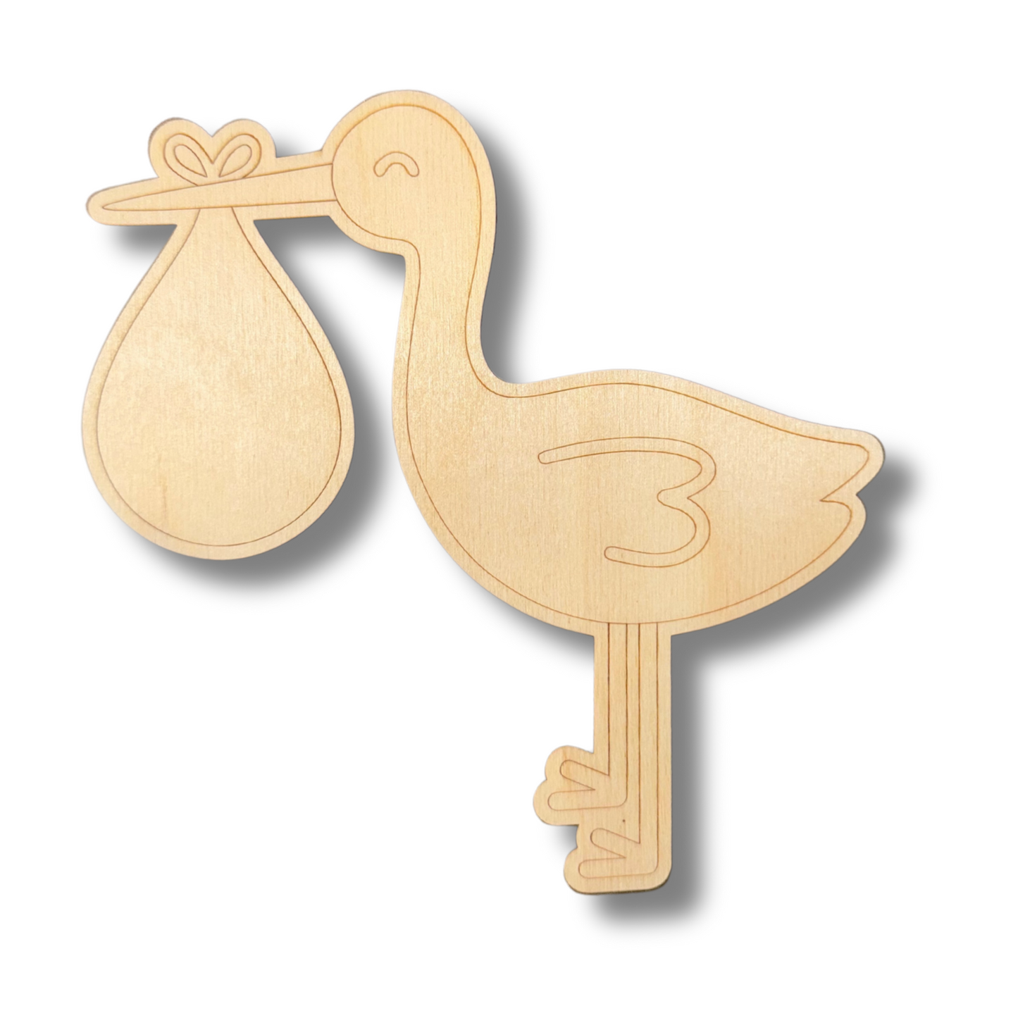 Unfinished Wood Etched Stork Shape | Paint By Line Crafts | up to 30" DIY