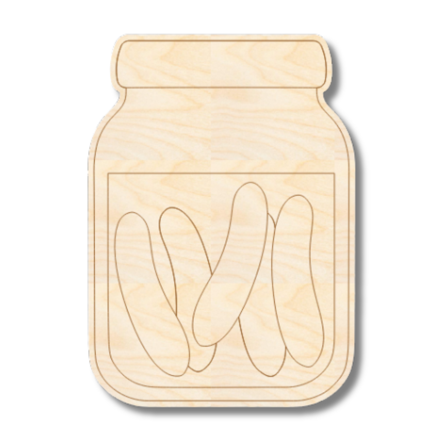 Unfinished Wood Etched Pickle Jar Shape | Paint By Line Crafts | up to 30" DIY