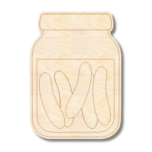 Unfinished Wood Etched Pickle Jar Shape | Paint By Line Crafts | up to 30" DIY