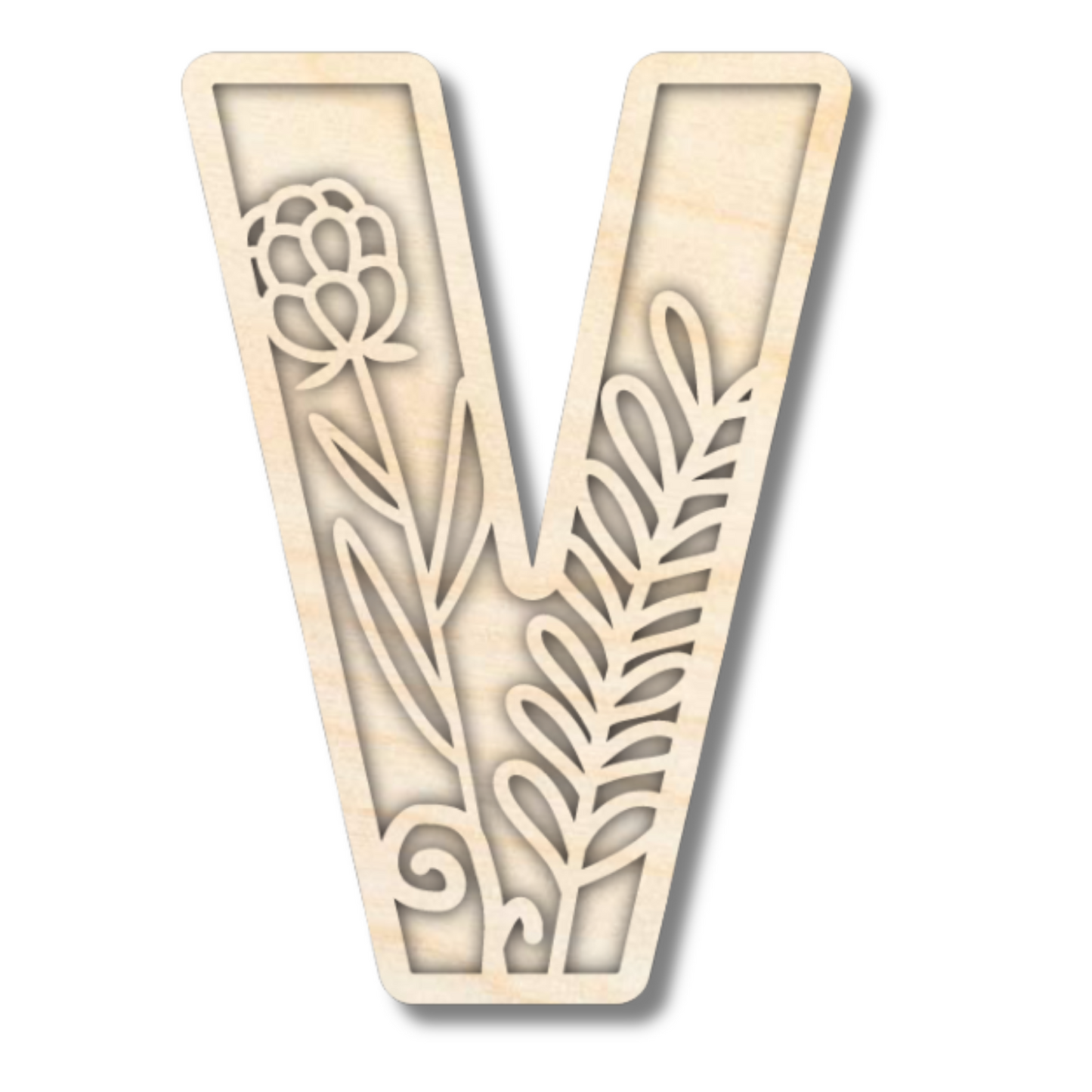 Unfinished Wood Layered Themed Letters | Wild Flowers | A-Z | 2 Piece | up to 24"