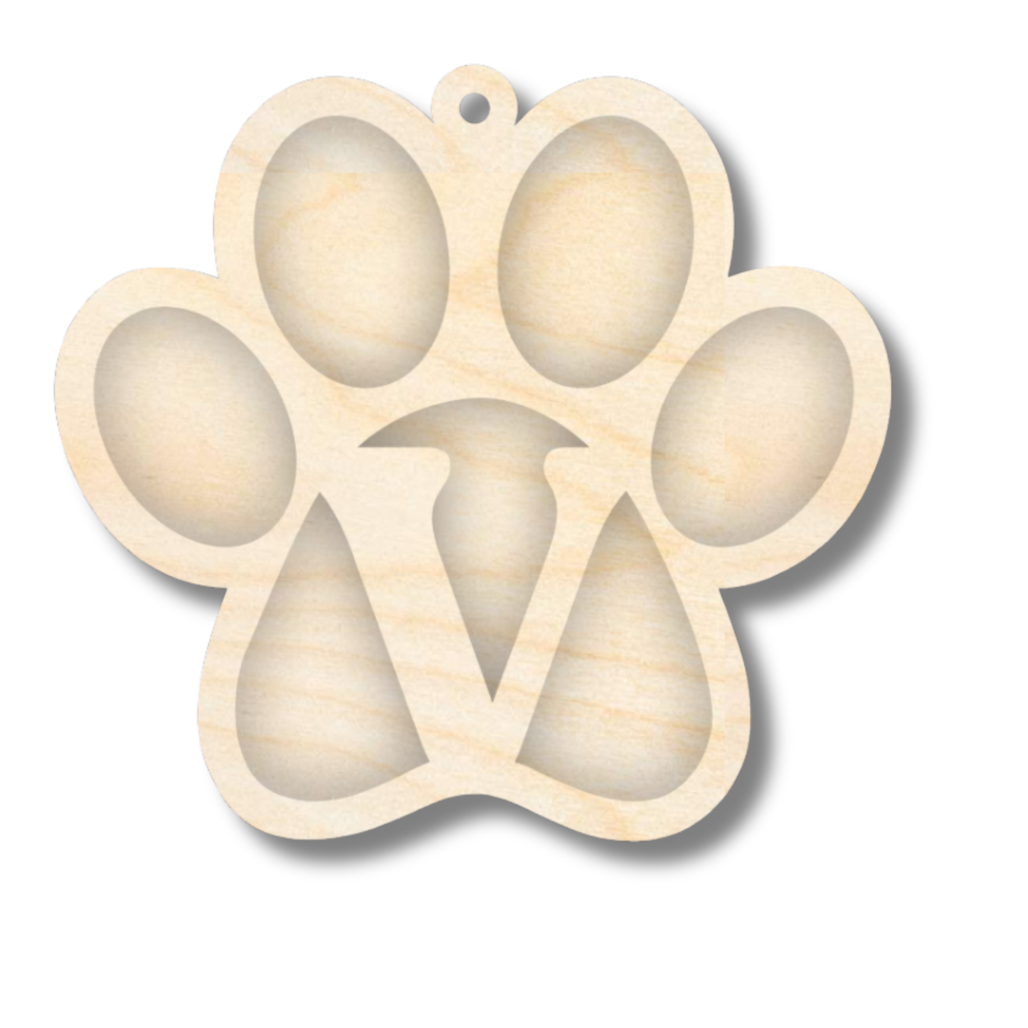 Unfinished Wood Layered Letter Paw Print Tags | A-Z | 2 Piece | 5" Wide | 1/8" Wood | Wood Craft DIY