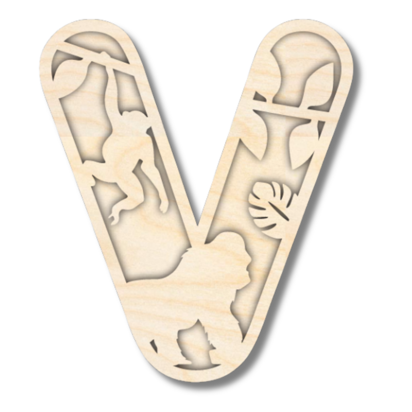 Unfinished Wood Layered Themed Letters | Jungle Animals | A-Z | 2 Piece | up to 24"