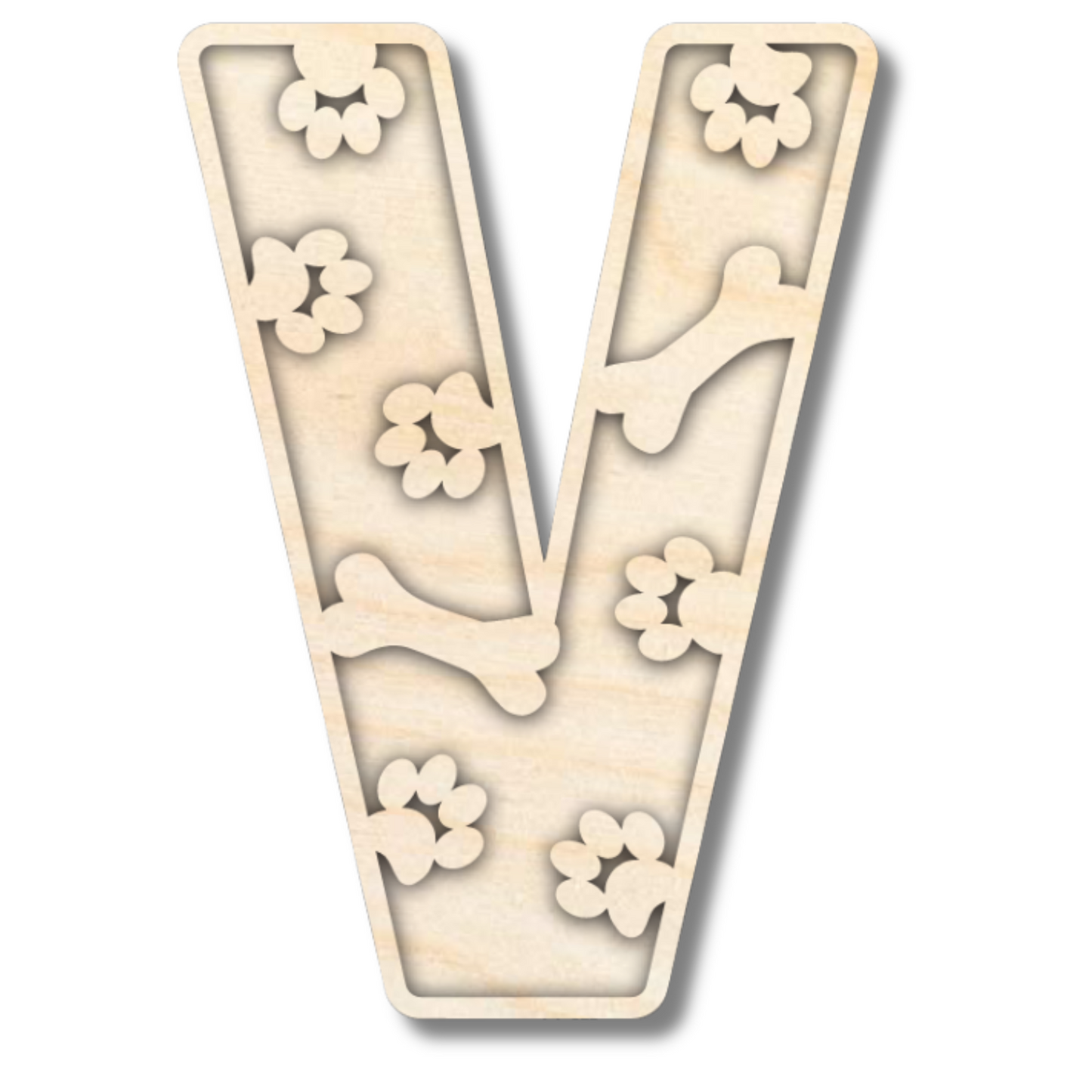 Unfinished Wood Layered Themed Letters | Paw Print | A-Z | 2 Piece | up to 24"