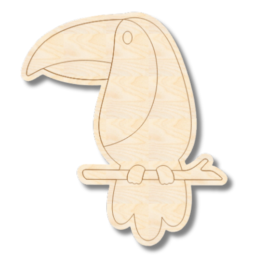 Unfinished Wood Etched Toucan Shape | Paint By Line Crafts | up to 30" DIY