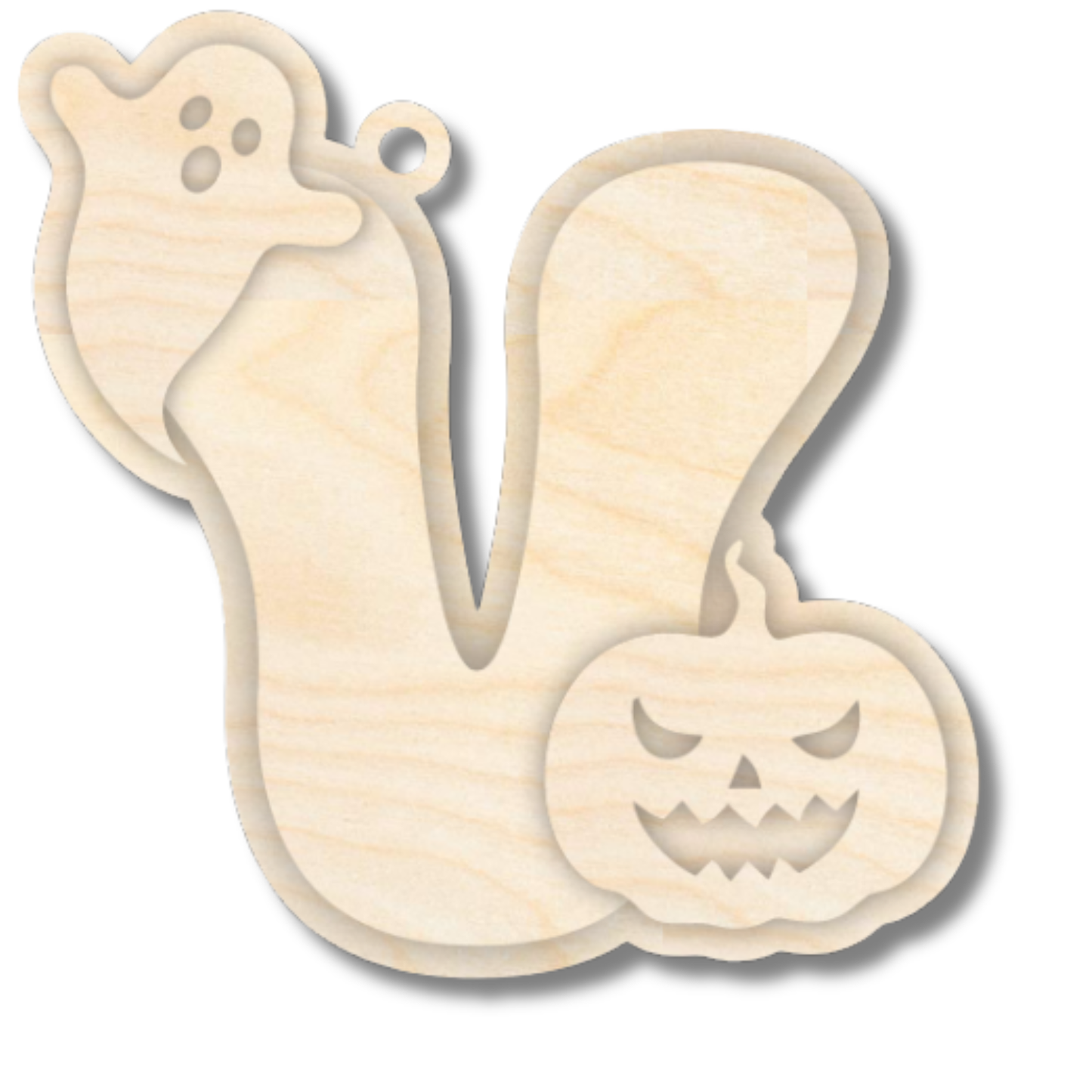 Unfinished Wood Layered Letter Halloween Ghost & Pumpkin Tags | A-Z | 4 Piece | 6" Tall | 1/8" Wood | Wood Craft DIY