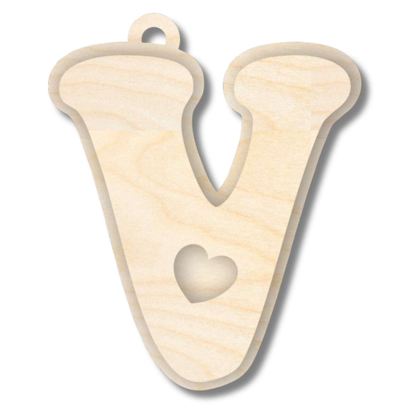 Unfinished Wood Layered Letter Valentines Tags | A-Z | 2 Piece | 6" Tall | 1/8" Wood | Wood Craft DIY