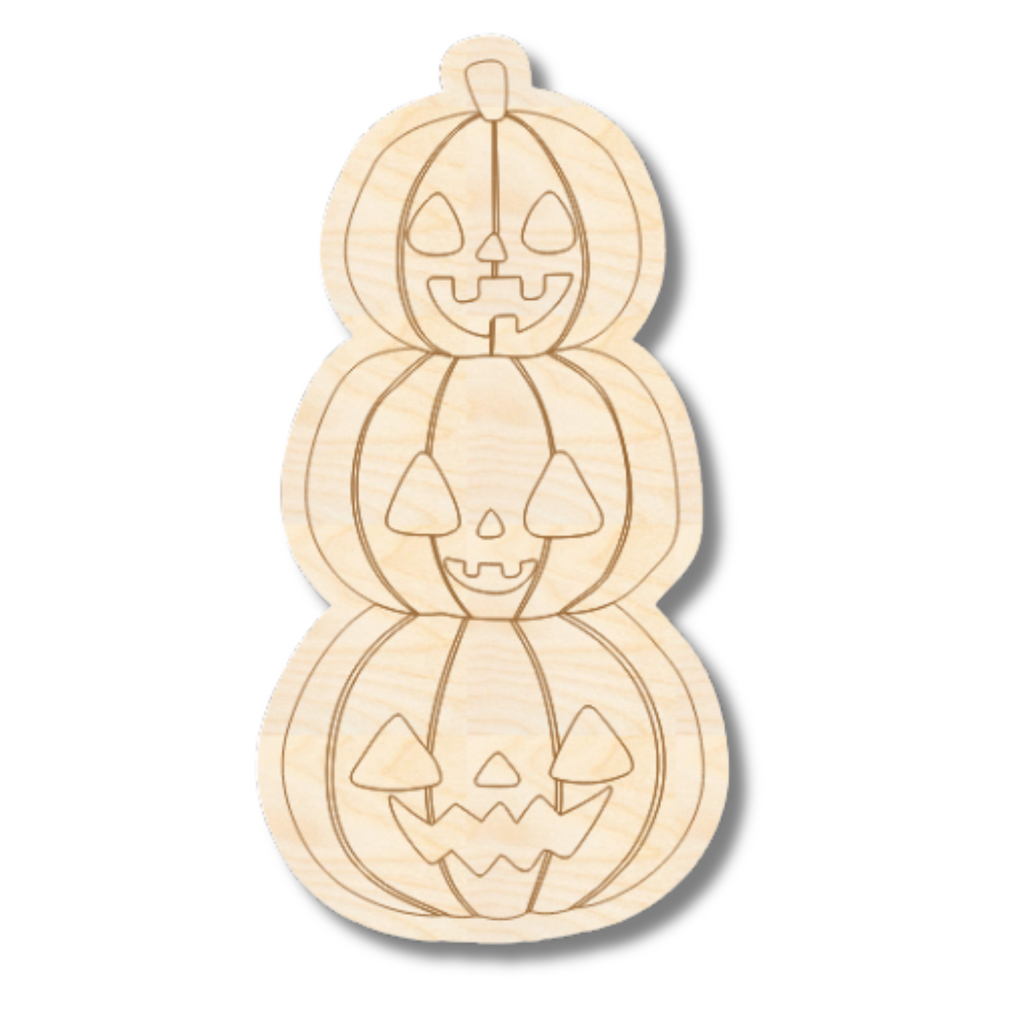 Unfinished Wood Etched Stacked Jack o 'Lantern  Shape | Paint By Line Crafts | up to 30" DIY