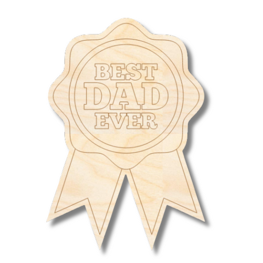 Unfinished Wood Etched Best Dad Ever Ribbon Shape | Paint By Line Crafts | up to 30" DIY
