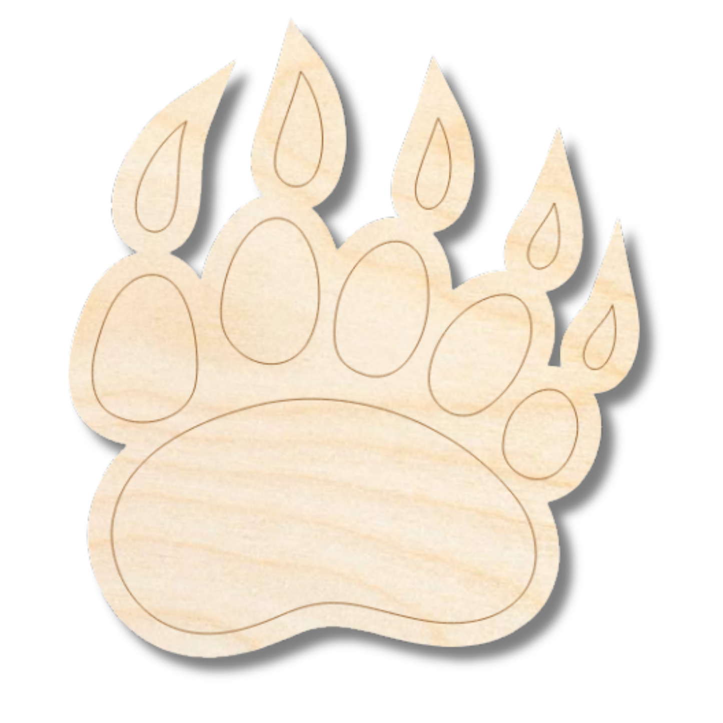 Unfinished Wood Etched Bear Paw Shape | Paint By Line Crafts | up to 30" DIY
