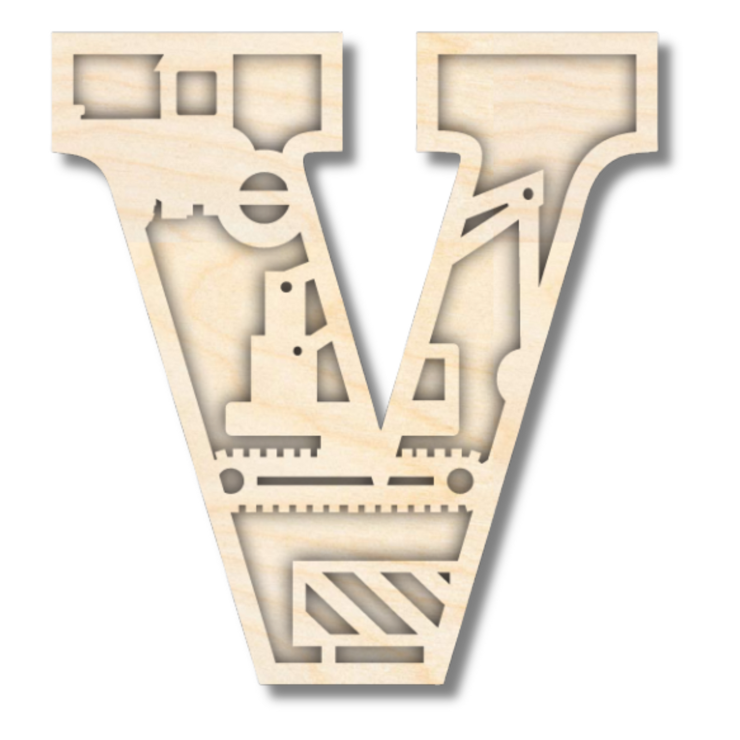 Unfinished Wood Layered Themed Letters | Construction | A-Z | 2 Piece | up to 24"