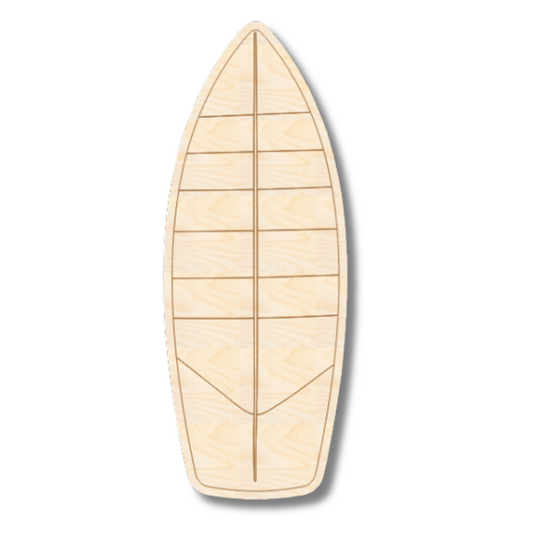 Unfinished Wood Etched Striped Surfboard Shape | Paint By Line Crafts | up to 30" DIY