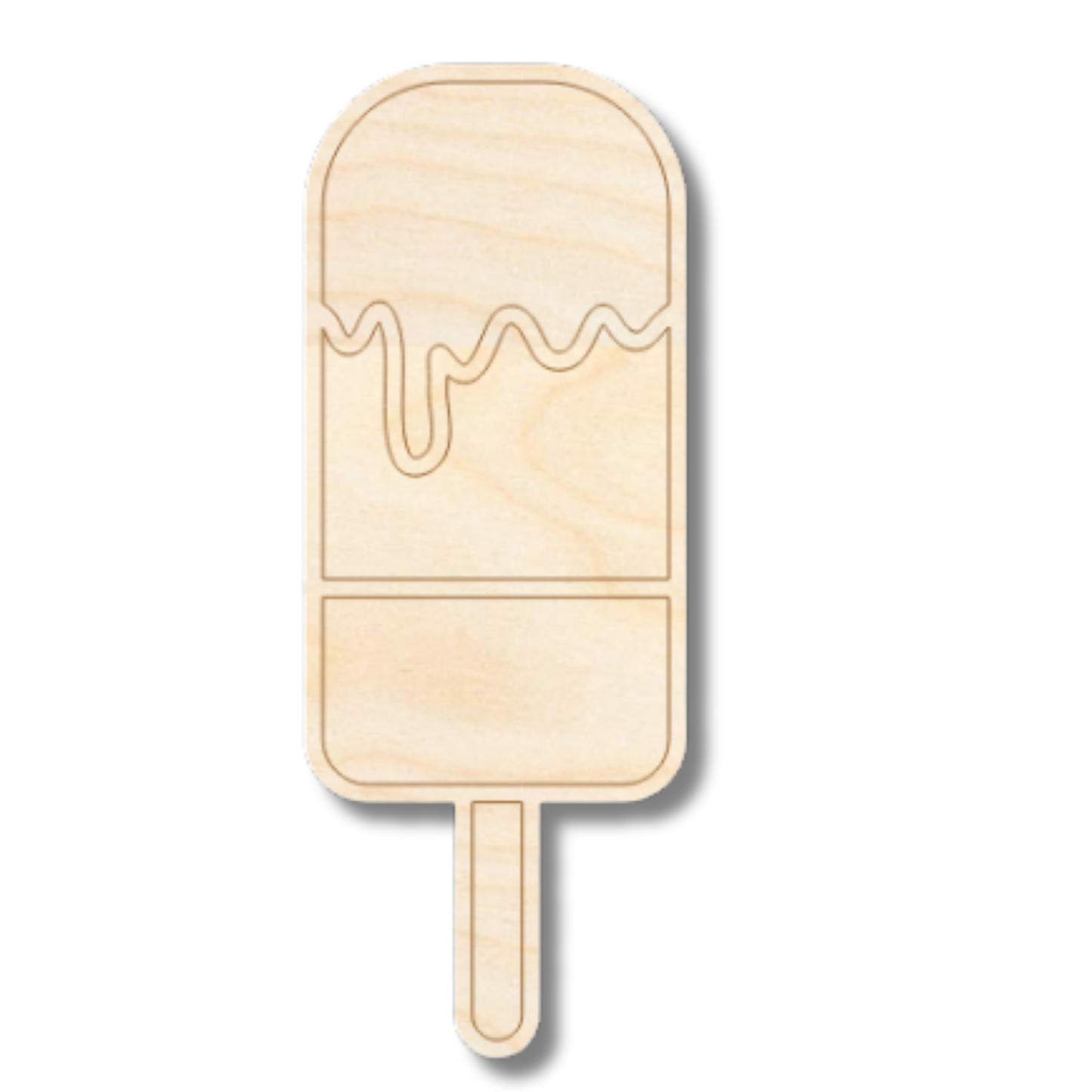 Unfinished Wood Etched Melting Popsicle Shape | Paint By Line Crafts | up to 30" DIY