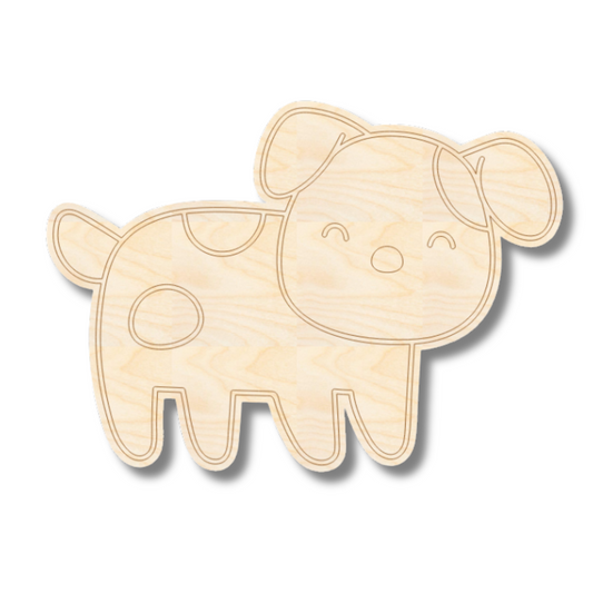 Unfinished Wood Etched Farm Dog Shape | Paint By Line Crafts | up to 30" DIY