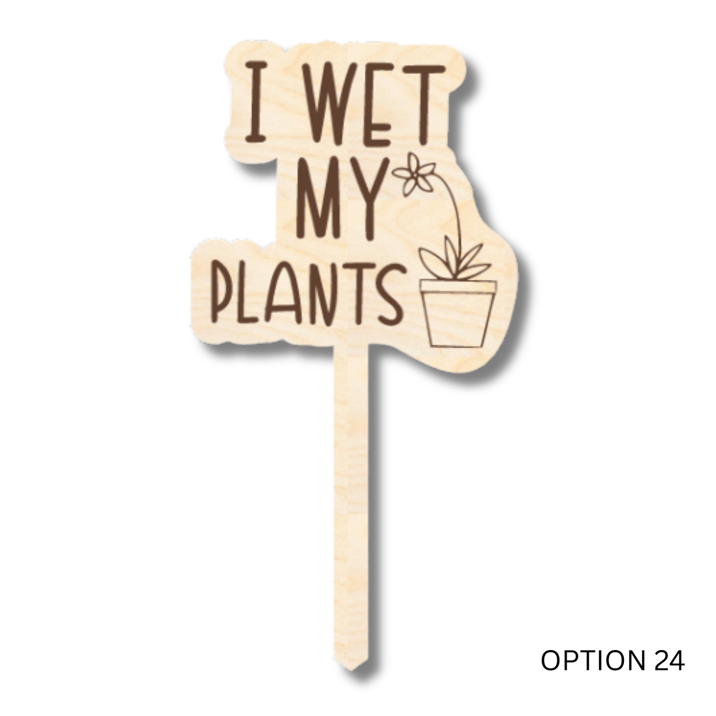 Unfinished Wood Funny Plant Stakes | 24 Options | 5" Tall | 1/8" Wood | Wood Craft Cutout
