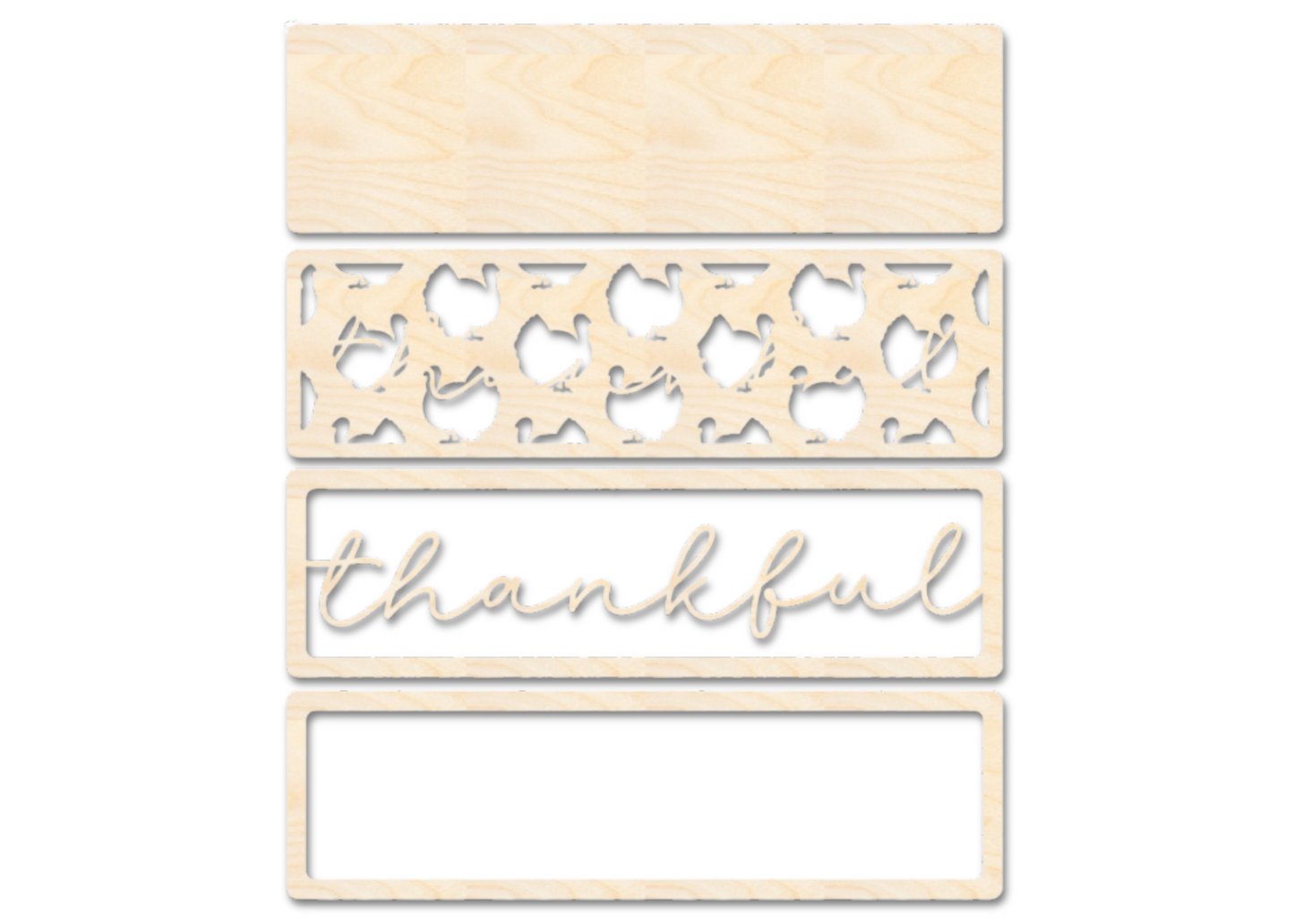 Unfinished Wood Layered Thankful Turkey Sign | 4 Layers | up to 46"