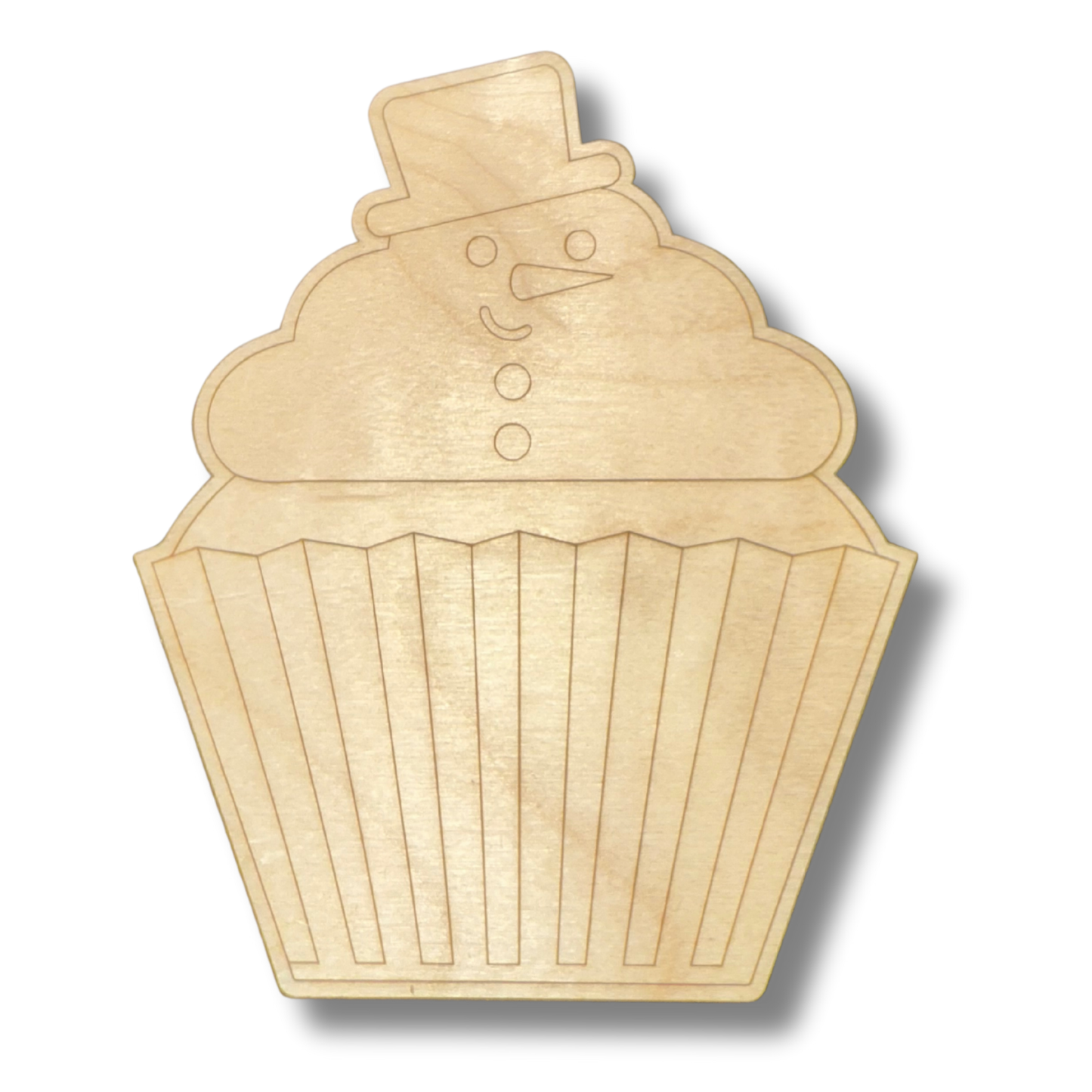Unfinished Wood Etched Snowman Cupcake Shape | Paint By Line Crafts | up to 30" DIY
