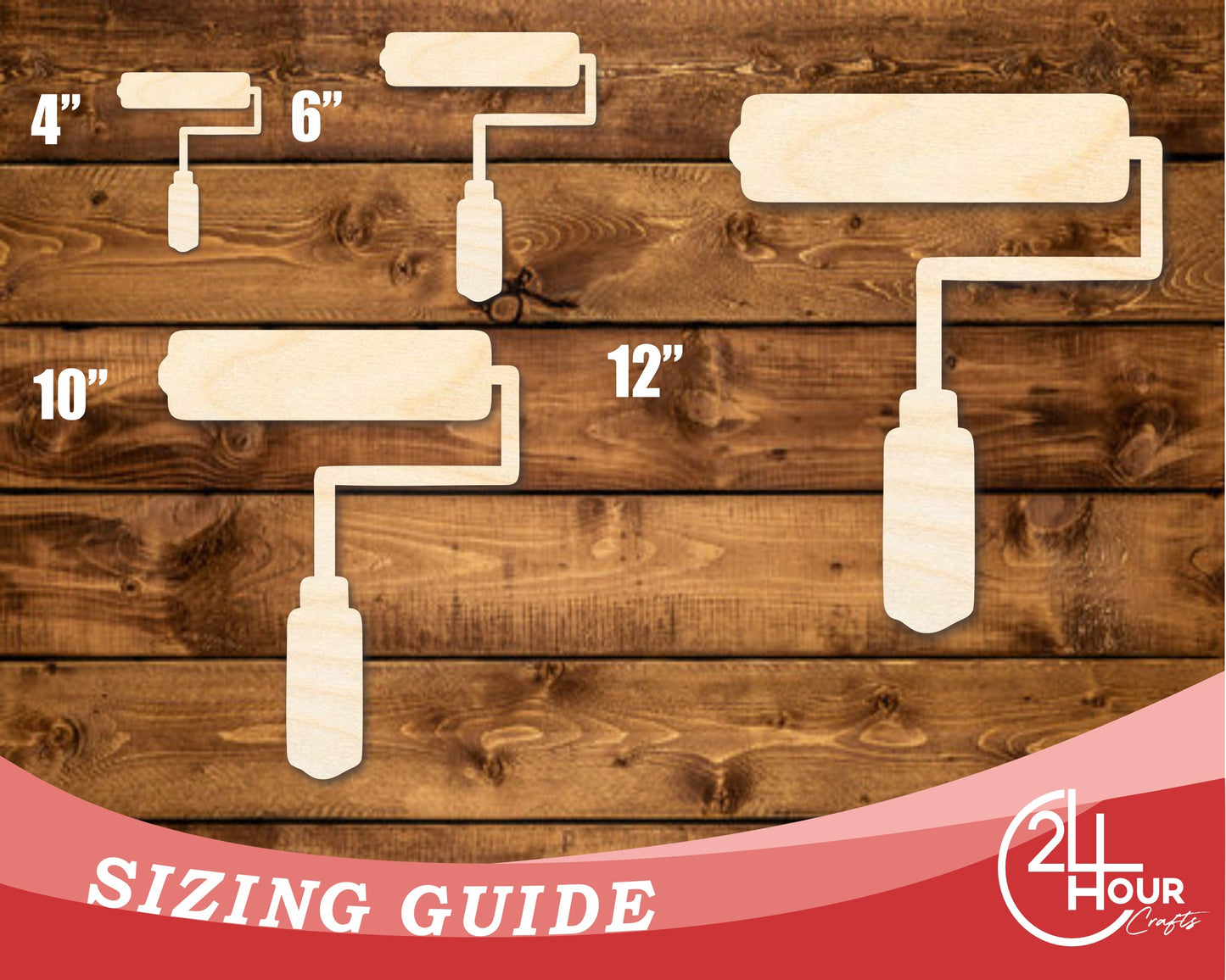 Unfinished Wood Paint Roller Shape | DIY Craft Cutout | up to 46" DIY