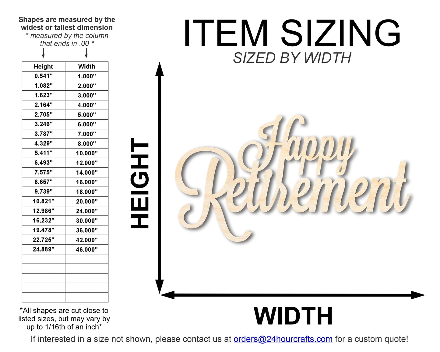 Unfinished Wood Happy Retirement Shape | DIY Craft Cutout | up to 46" DIY