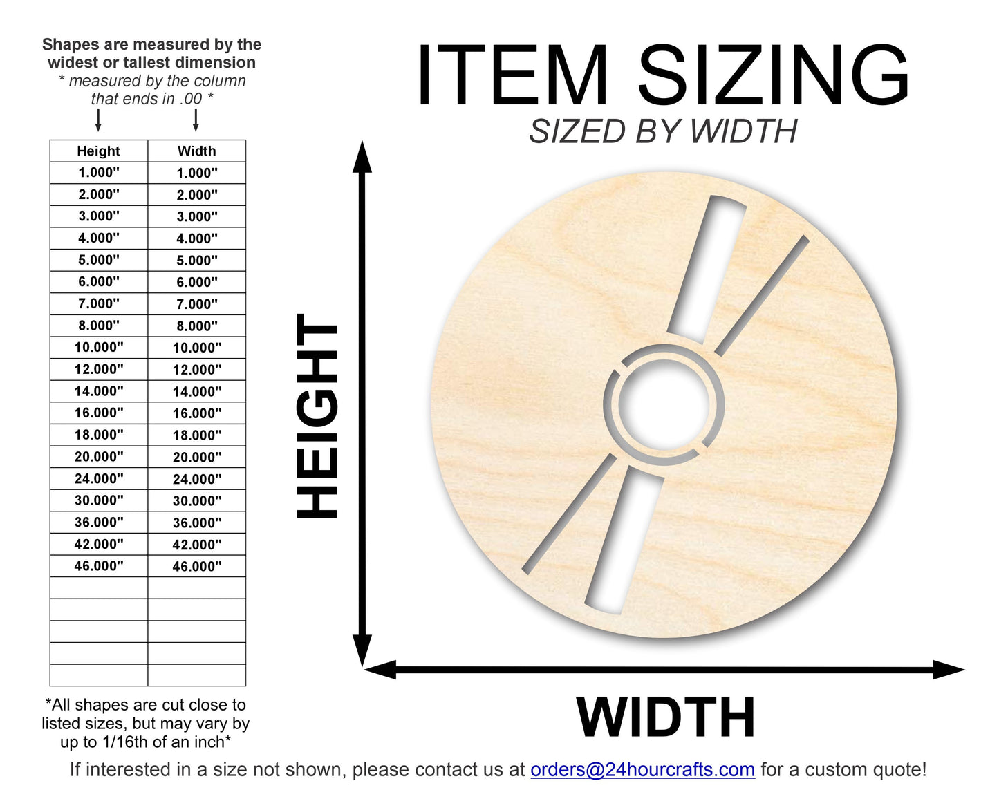 Unfinished Wood CD Shape | DIY Craft Cutout | up to 46" DIY