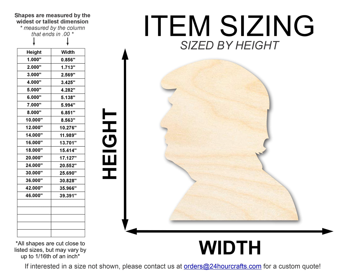 Unfinished Wood Donald J. Trump Shape | DIY Craft Cutout | up to 46" DIY