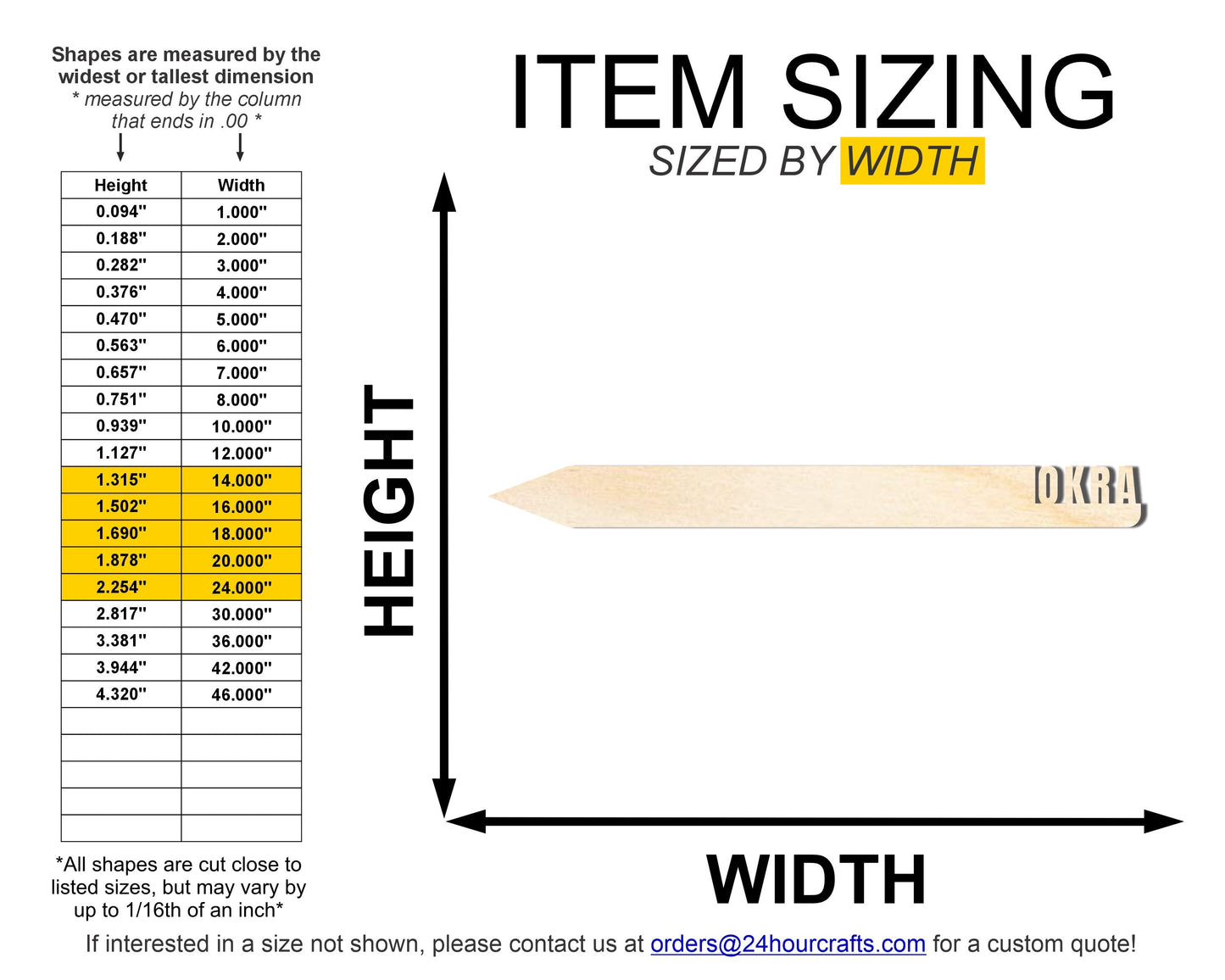 Unfinished Wood Okra Garden Stake | DIY Craft Cutout | up to 24" DIY