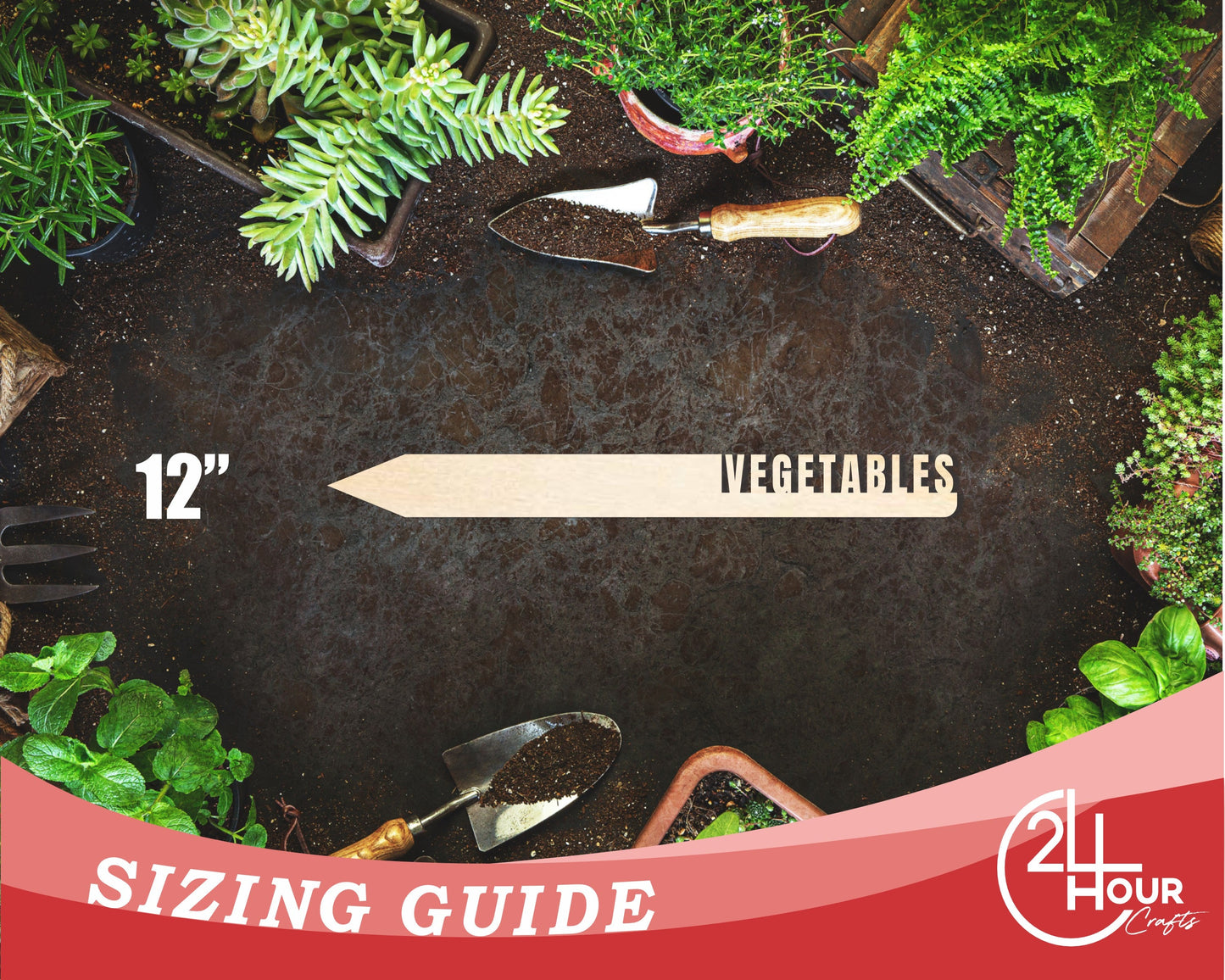 Unfinished Wood Vegetables Garden Stake | DIY Craft Cutout | up to 24" DIY